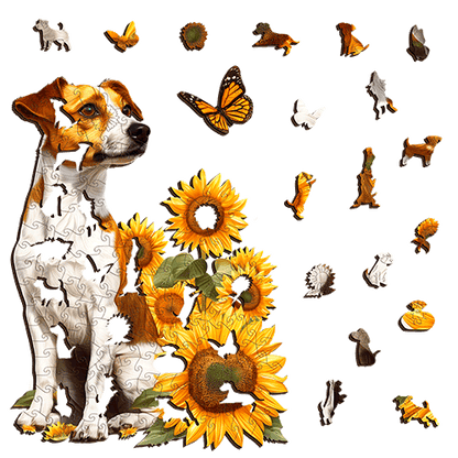 Jack Russell With Sunflower Puzzle Art Australia
