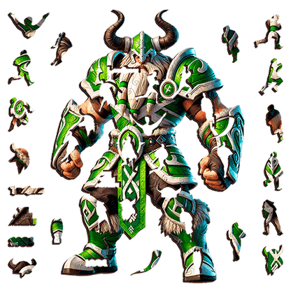 The Emerald Raider - Viking Warrior Puzzle – Canberra Rugby League-Inspired Design Puzzle Art Australia