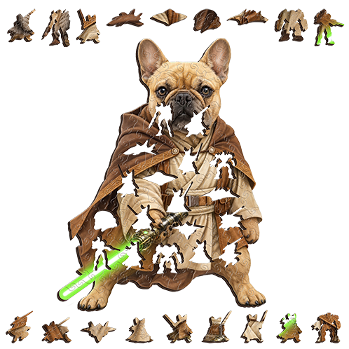 Frenchie Orbit Commander ~ Decorative Wooden Puzzle