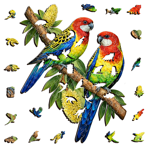 Eastern Rosella Pair Wodden Puzzle
