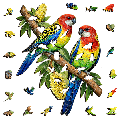 Eastern Rosella Pair Wodden Puzzle