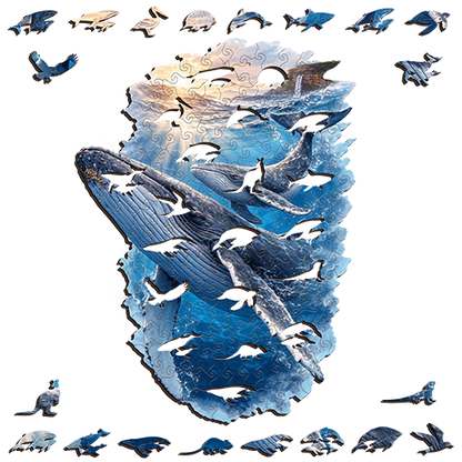 Humpback Whale Breach~ Decorative Wooden Puzzle