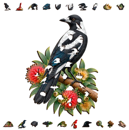 Australian Magpie ~ Wooden Art Puzzle