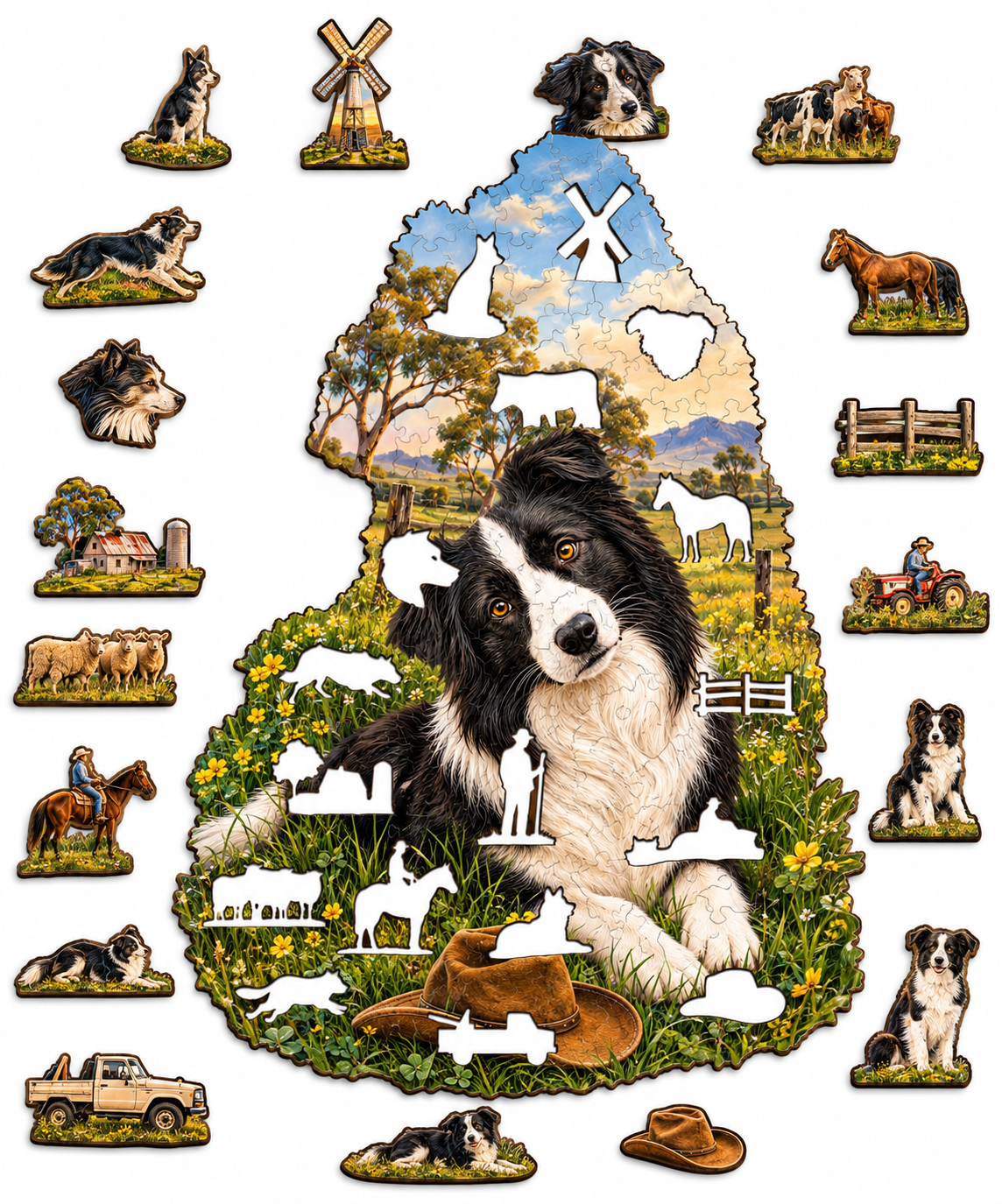 Border Collie Catch Puzzle Art Australia