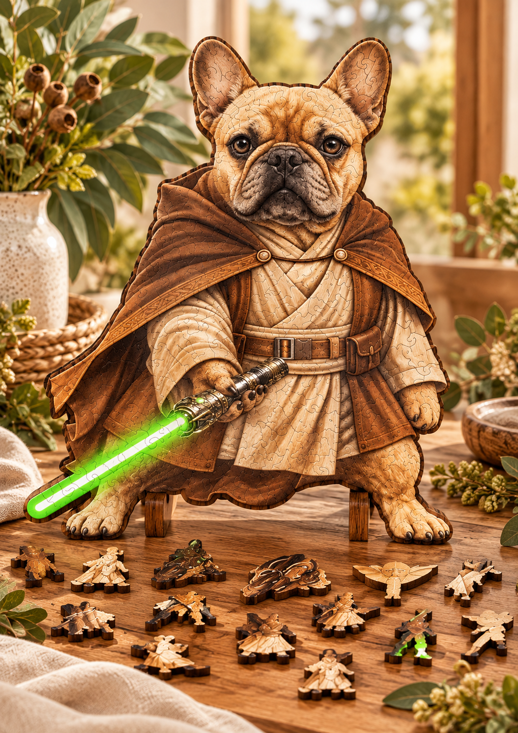 Frenchie Orbit Commander ~ Decorative Wooden Puzzle