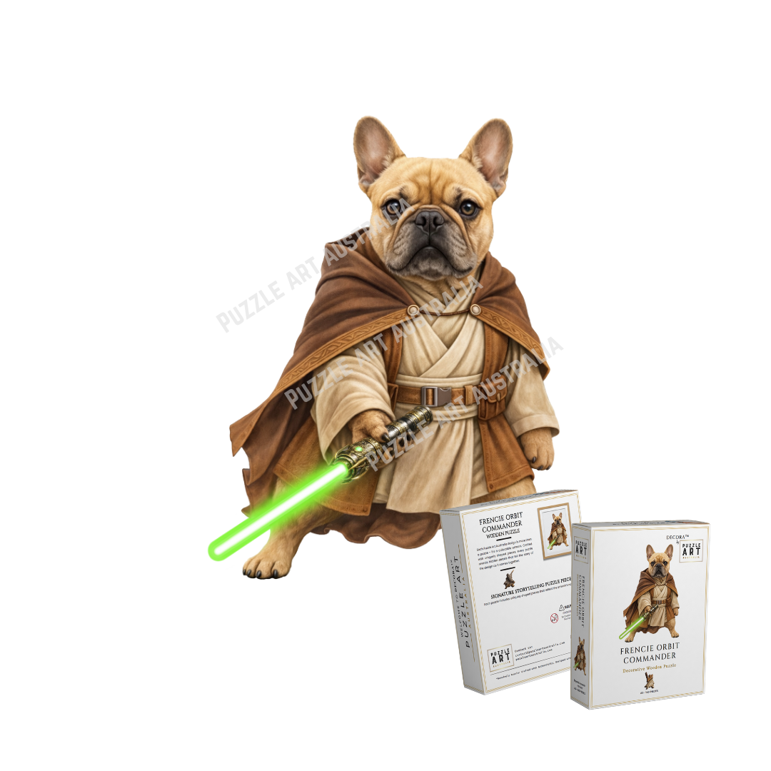 Frenchie Orbit Commander ~ Decorative Wooden Puzzle