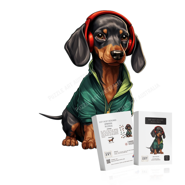 Hip Hop Dachshund Wooden Puzzle
