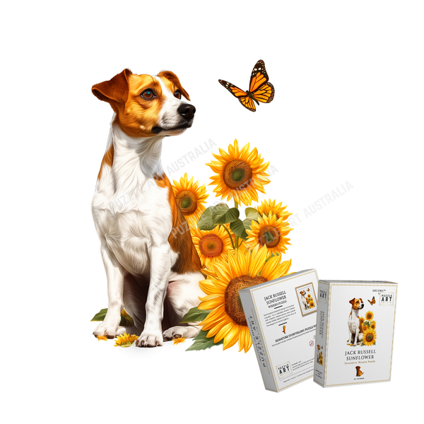 Jack Russell With Sunflower Wooden Puzzle