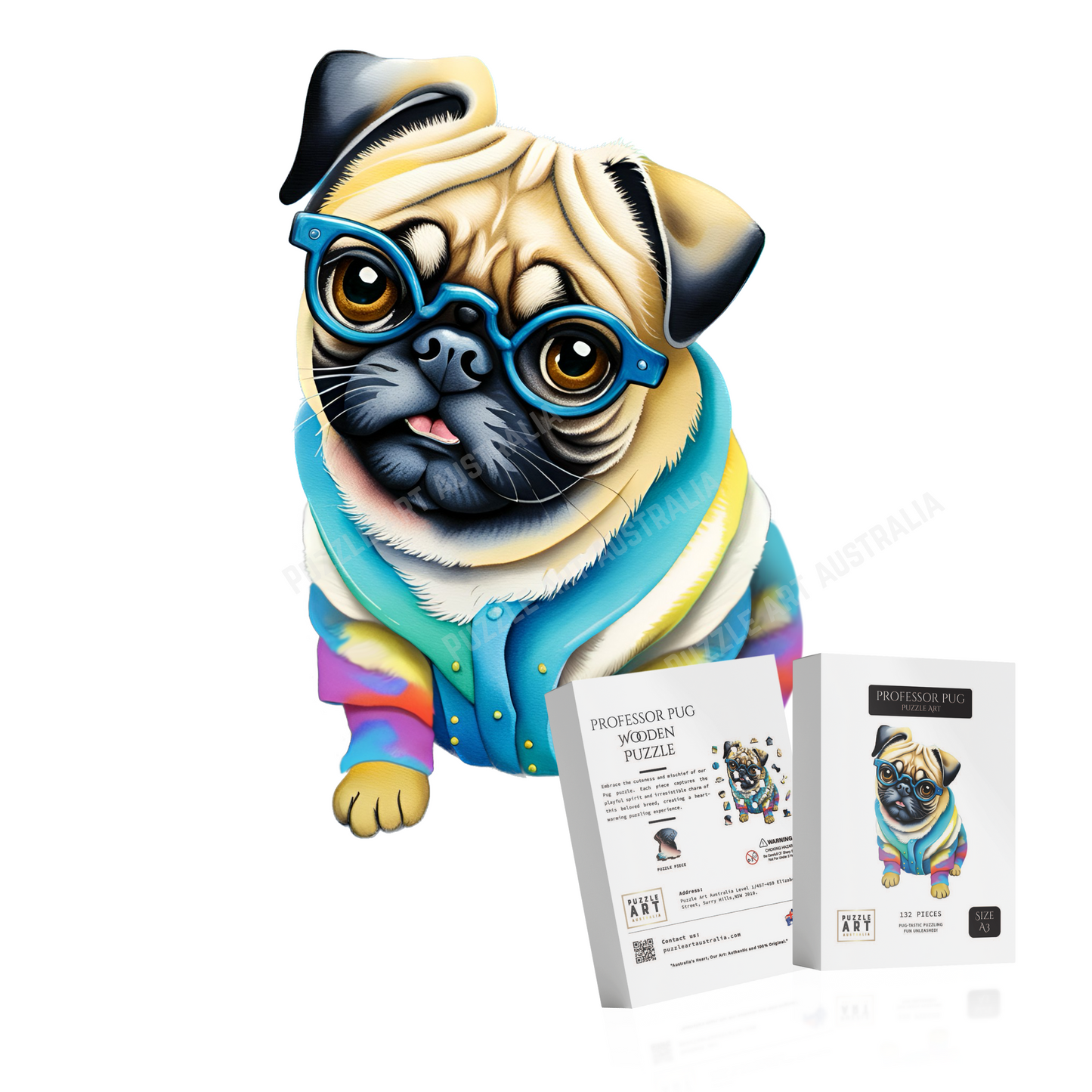 Professor Pug Wooden Puzzle Puzzle Art Australia