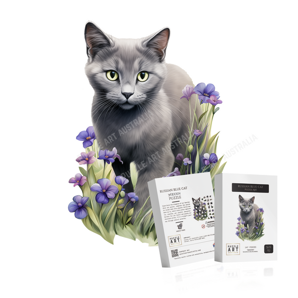 Russian Blue Cat Wooden Puzzle