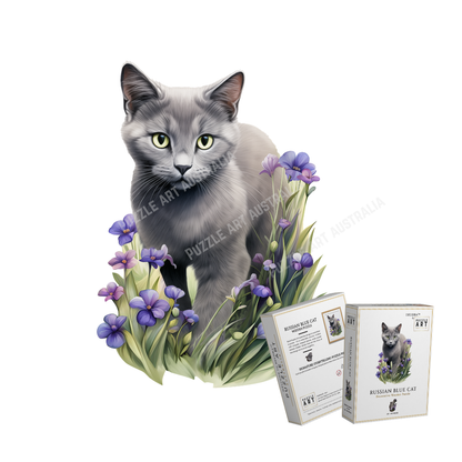 Russian Blue Cat Wooden Puzzle
