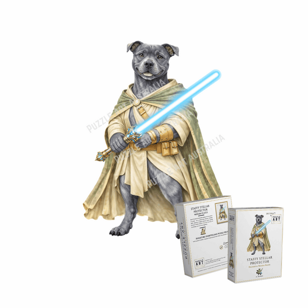 Staffy Stellar Protector ~ Decorative Wooden Puzzle