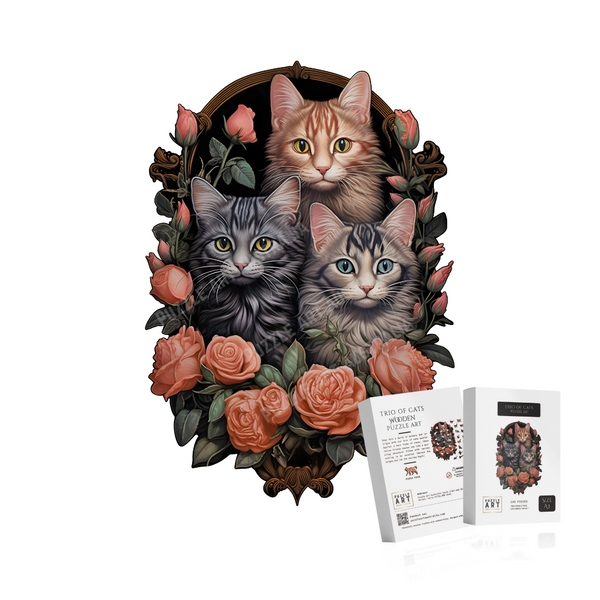 Trio of Cats Wooden Puzzle