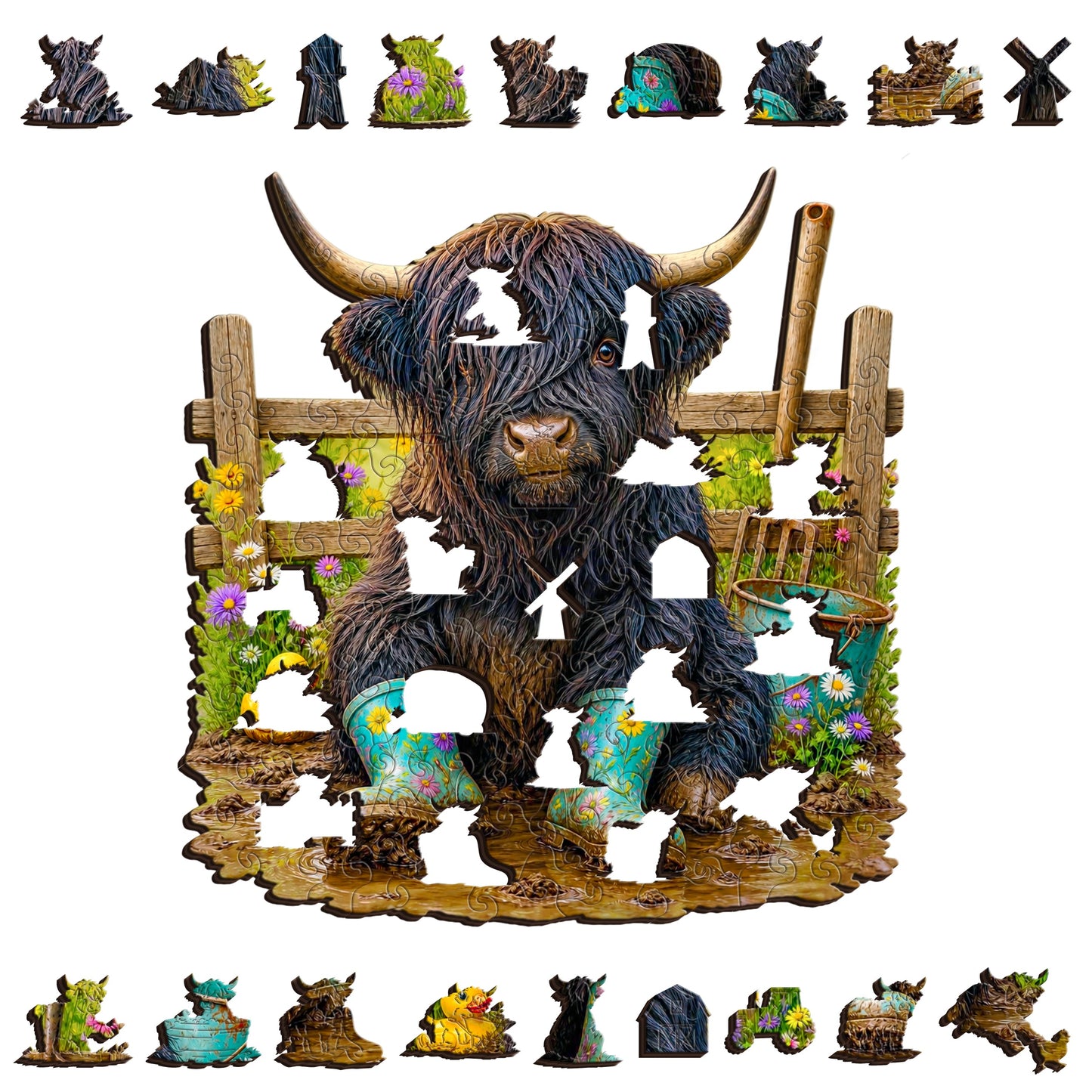 Highland Cow Muddy Play