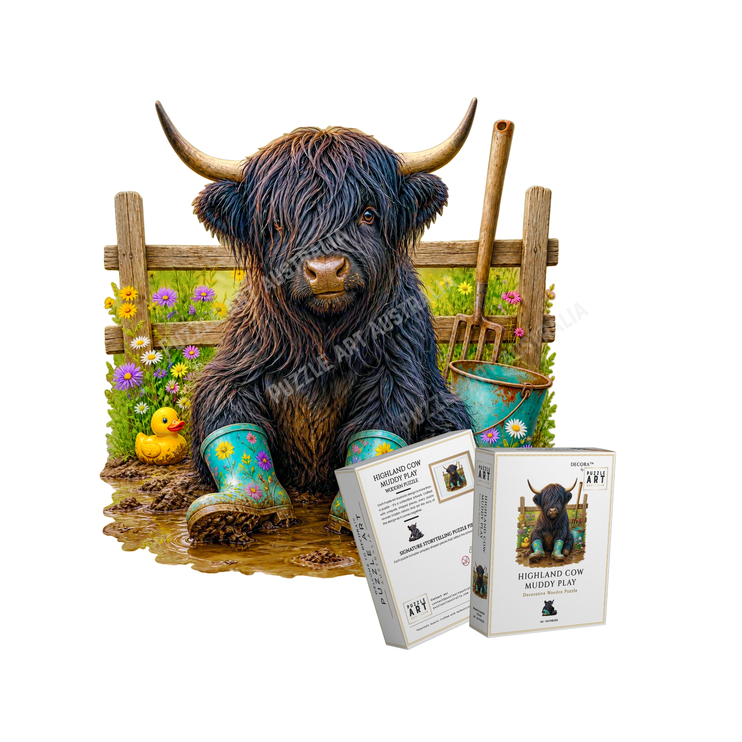 Highland Cow Muddy Play