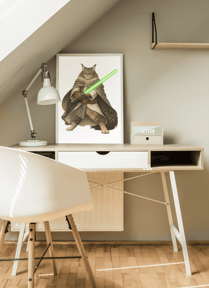 Maine Coon Master wooden puzzle framed on a desk