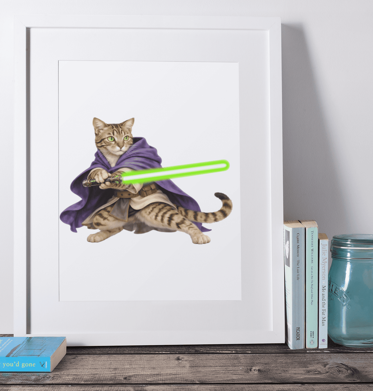 Shorthair Domestic Cat wooden puzzle framed on a desk